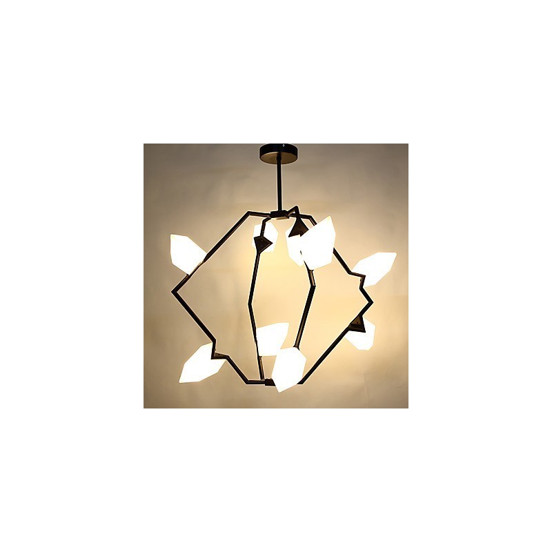 Moderný kov s deviatimi svetelnými stĺpikmi so skleneným broskyňovým lustrom na ozdobnú závesnú lampu v jedálni
