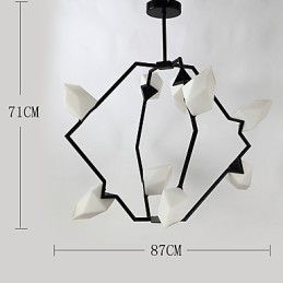 Moderný kov s deviatimi svetelnými stĺpikmi so skleneným broskyňovým lustrom na ozdobnú závesnú lampu v jedálni