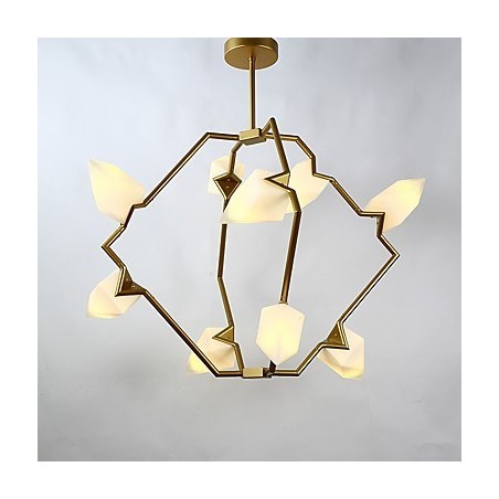 Moderný kov s deviatimi svetelnými stĺpikmi so skleneným broskyňovým lustrom na ozdobnú závesnú lampu v jedálni Moderný kov s deviatimi svetelnými stĺpikmi so skleneným broskyňovým lustrom na ozdobnú závesnú lampu v jedálni