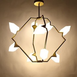 Moderný kov s deviatimi svetelnými stĺpikmi so skleneným broskyňovým lustrom na ozdobnú závesnú lampu v jedálni