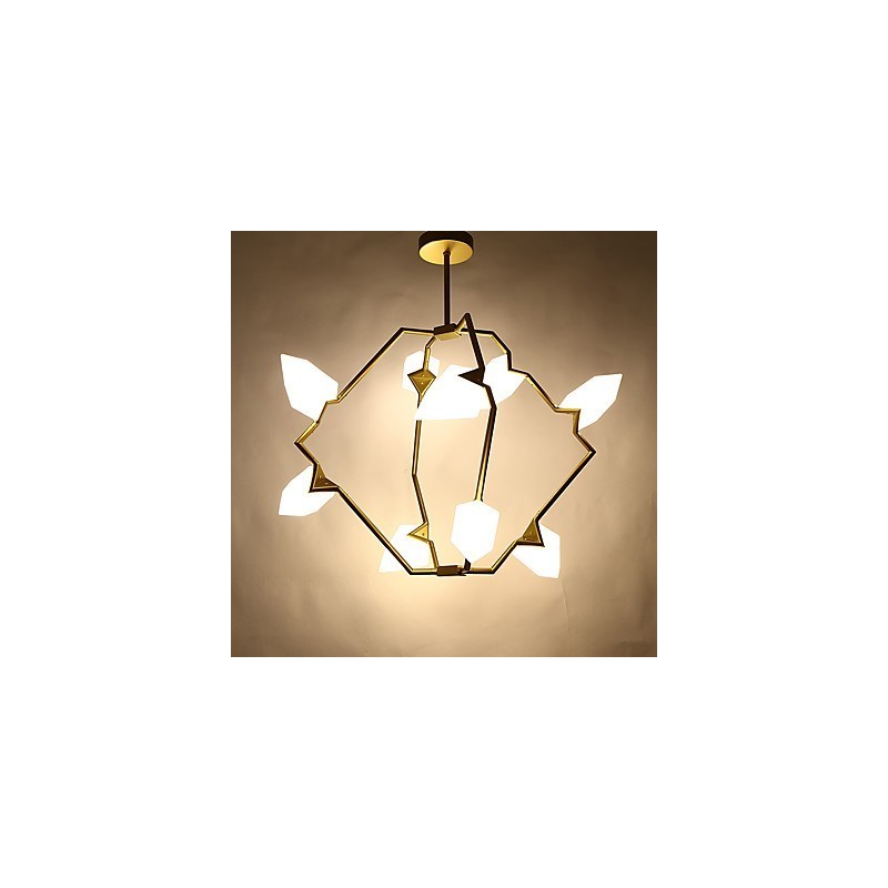 Moderný kov s deviatimi svetelnými stĺpikmi so skleneným broskyňovým lustrom na ozdobnú závesnú lampu v jedálni