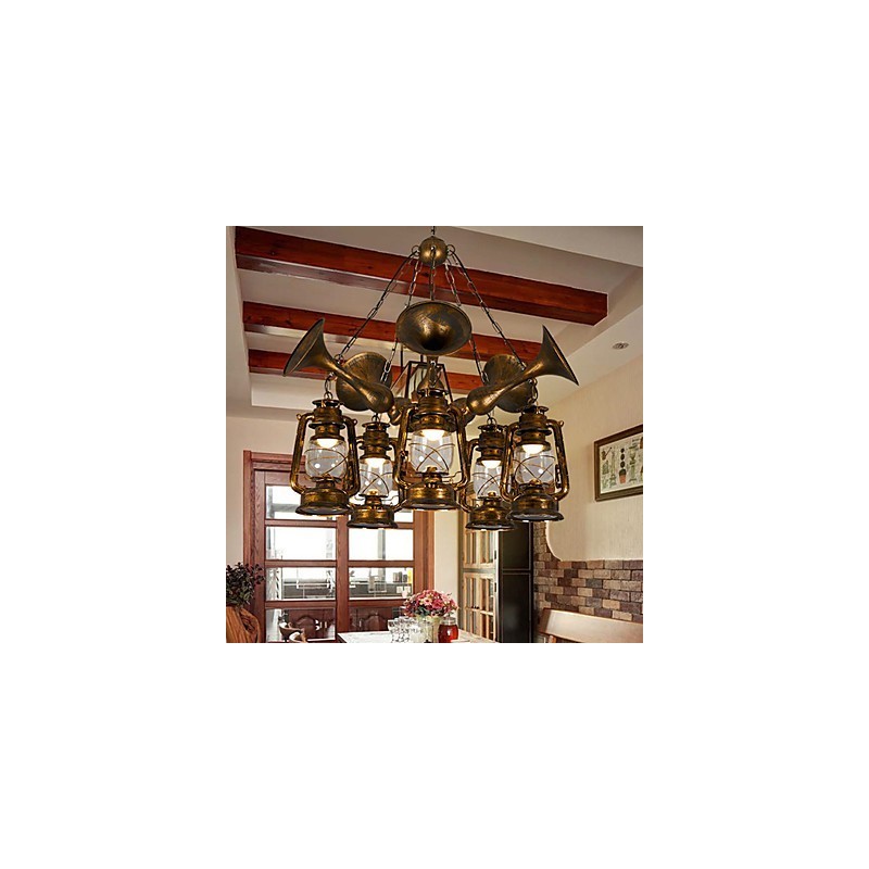 Rustic Lodge Vintage Retro Country Globe Maľba Kovový luster pre dizajnérov v mini štýle