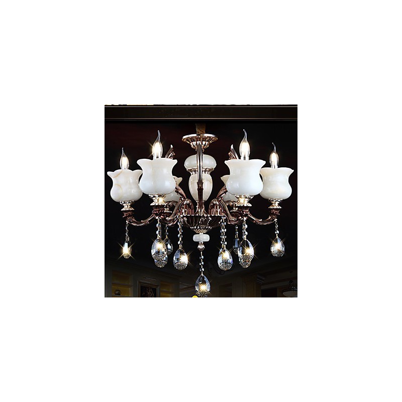 Nefritová zinková zliatina Závesná lampa 6 Light Luster