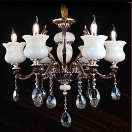 Nefritová zinková zliatina Závesná lampa 6 Light Luster