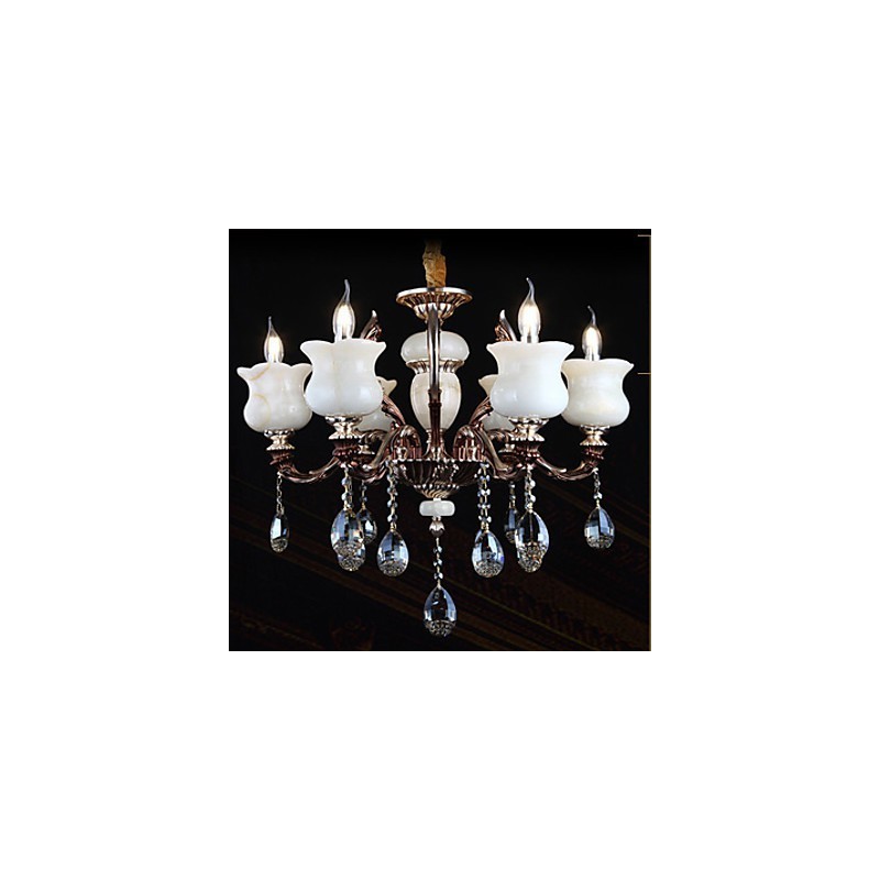 Nefritová zinková zliatina Závesná lampa 6 Light Luster