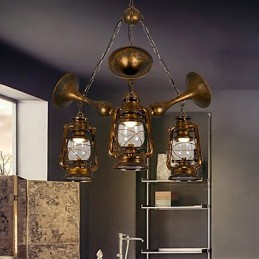 Rustic Lodge Vintage Retro Country Globe Maľba Kovový luster pre dizajnérov v mini štýle