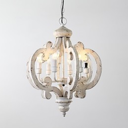 Vintage maľba s dreveným bambusovým lusterovým svietidlom v mini štýle Ozdobná závesná lampa