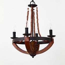 Štyri ľahké vintage maľby Mini štýl drevený bambusový luster lampa Ozdobná závesná lampa