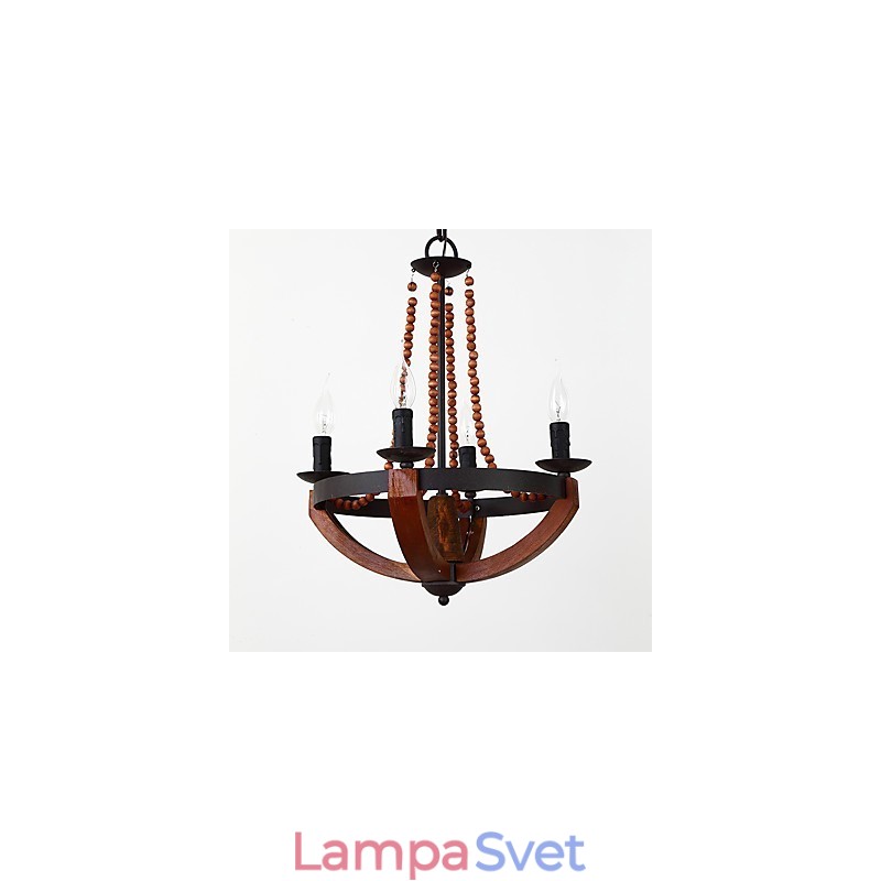 Štyri ľahké vintage maľby Mini štýl drevený bambusový luster lampa Ozdobná závesná lampa