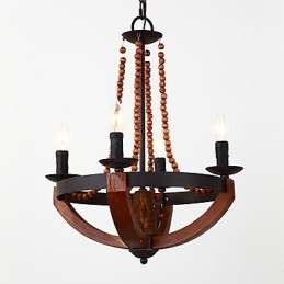 Štyri ľahké vintage maľby Mini štýl drevený bambusový luster lampa Ozdobná závesná lampa
