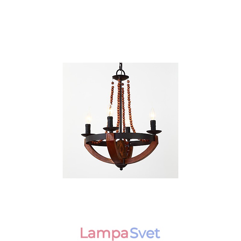 Štyri ľahké vintage maľby Mini štýl drevený bambusový luster lampa Ozdobná závesná lampa