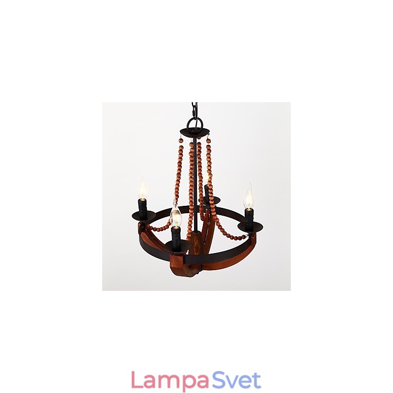 Štyri ľahké vintage maľby Mini štýl drevený bambusový luster lampa Ozdobná závesná lampa