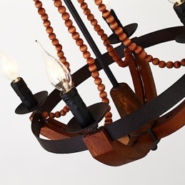 Štyri ľahké vintage maľby Mini štýl drevený bambusový luster lampa Ozdobná závesná lampa