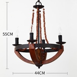 Štyri ľahké vintage maľby Mini štýl drevený bambusový luster lampa Ozdobná závesná lampa