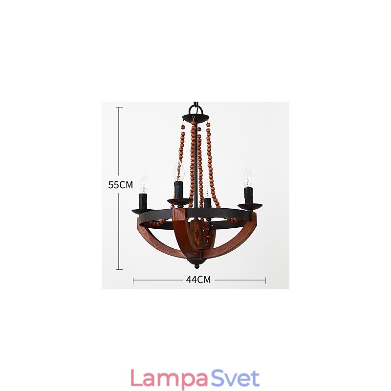 Štyri ľahké vintage maľby Mini štýl drevený bambusový luster lampa Ozdobná závesná lampa