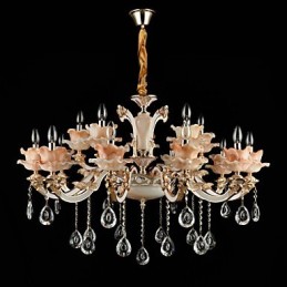 Závesný prvok zo zliatiny zinku pre 15 žiaroviek v štýle Crystal Mini Metal v interiéri