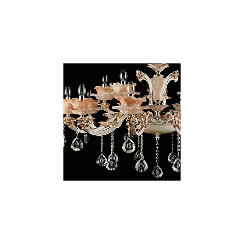 Závesný prvok zo zliatiny zinku pre 15 žiaroviek v štýle Crystal Mini Metal v interiéri