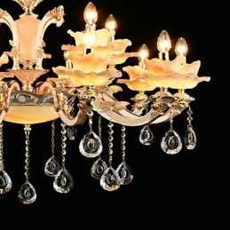 Závesný prvok zo zliatiny zinku pre 15 žiaroviek v štýle Crystal Mini Metal v interiéri