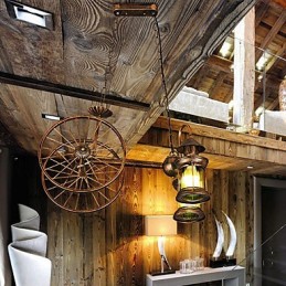 Rustic Lodge Vintage Retro Country Globe Maľba Kovový luster pre dizajnérov v mini štýle