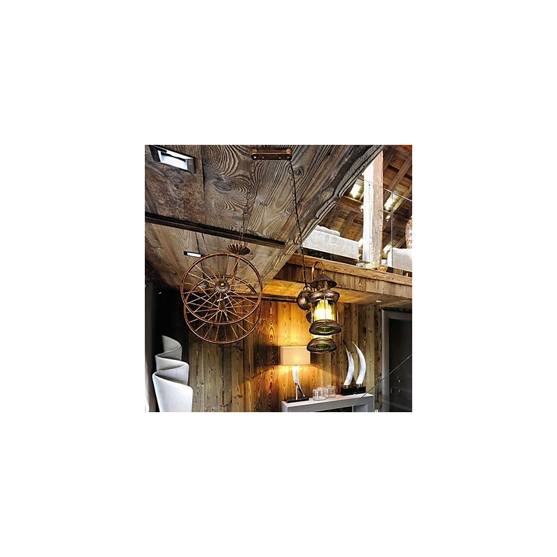 Rustic Lodge Vintage Retro Country Globe Maľba Kovový luster pre dizajnérov v mini štýle