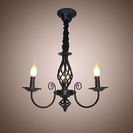Luster v európskom štýle Luster 3 svetiel Jednoduché svetlá Kreatívne lampy so železnými sviečkami