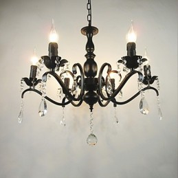 Luster Jednoduché Crystal Iron Candle Lights Dekoračné lampy Osvetlenie