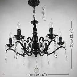 Luster Jednoduché Crystal Iron Candle Lights Dekoračné lampy Osvetlenie