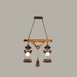Rustic Lodge Globe Vintage retro vidiecka maľba pre dizajnérov v mini štýle Kovový luster