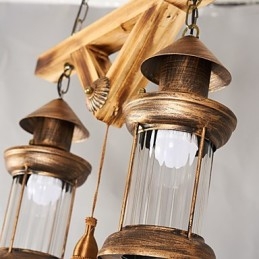 Rustic Lodge Globe Vintage retro vidiecka maľba pre dizajnérov v mini štýle Kovový luster