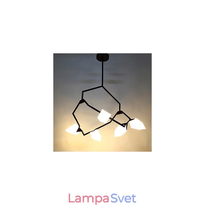 Päť svetelných stĺpikov moderného kovu so skleneným broskyňovým lustrom na ozdobnú závesnú lampu v jedálni
