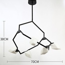 Päť svetelných stĺpikov moderného kovu so skleneným broskyňovým lustrom na ozdobnú závesnú lampu v jedálni