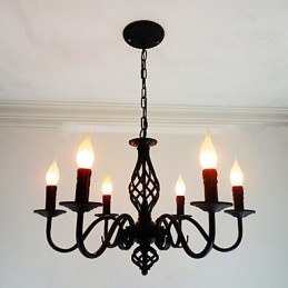 Umelecké elegantné a moderné prvky pre kovový interiérový luster so 6 žiarovkami v štýle sviečky