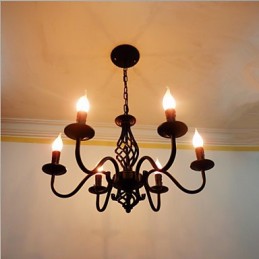Umelecké elegantné a moderné prvky pre kovový interiérový luster so 6 žiarovkami v štýle sviečky