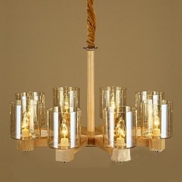 Módna závesná lampa Stolný drevený sklenený kryt