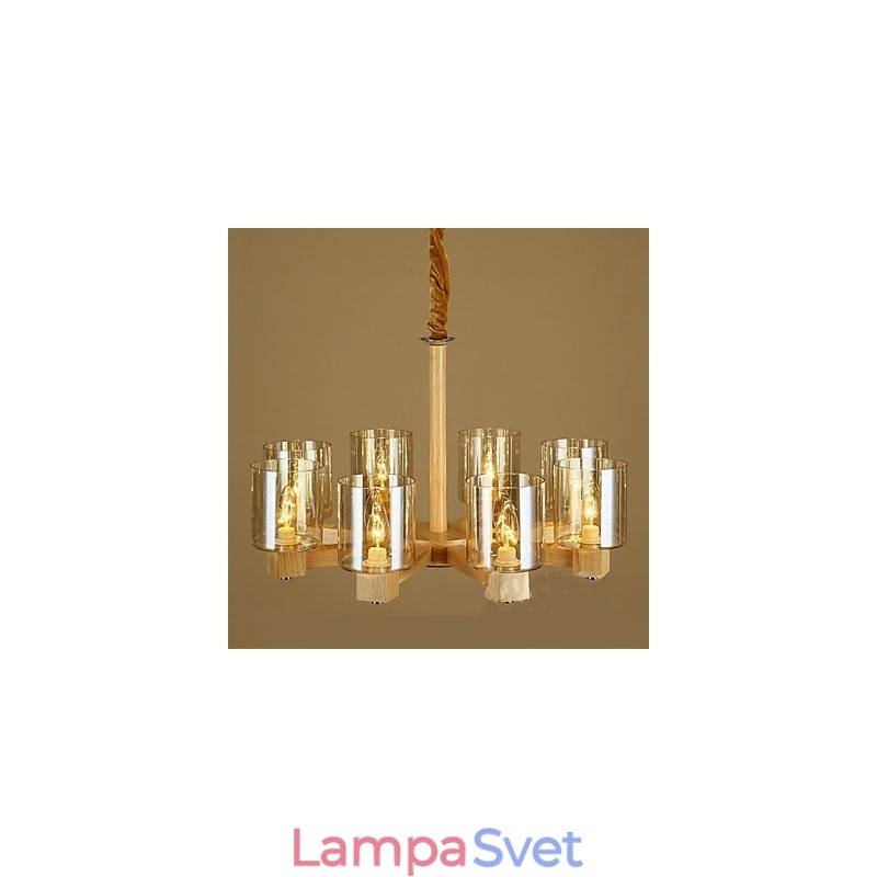 Módna závesná lampa Stolný drevený sklenený kryt