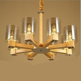 Módna závesná lampa Stolný drevený sklenený kryt
