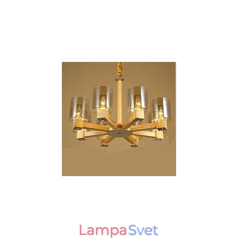 Módna závesná lampa Stolný drevený sklenený kryt