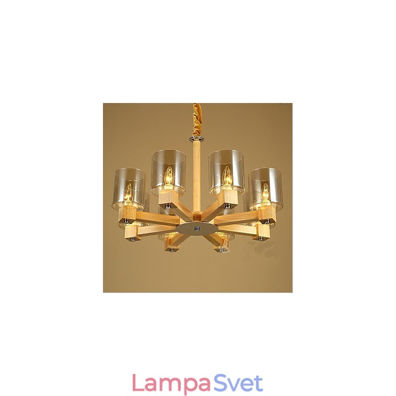 Módna závesná lampa Stolný drevený sklenený kryt