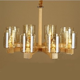 Módna závesná lampa Stolný drevený sklenený kryt