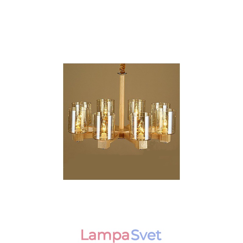 Módna závesná lampa Stolný drevený sklenený kryt