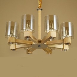 Módna závesná lampa Stolný drevený sklenený kryt