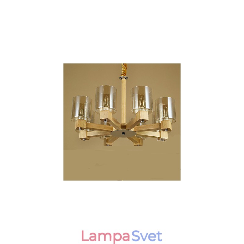 Módna závesná lampa Stolný drevený sklenený kryt