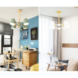 4 svetlé viacfarebné makarónové drevo Vintage maľba s kovovým lusterom