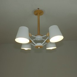 4 svetlé viacfarebné makarónové drevo Vintage maľba s kovovým lusterom