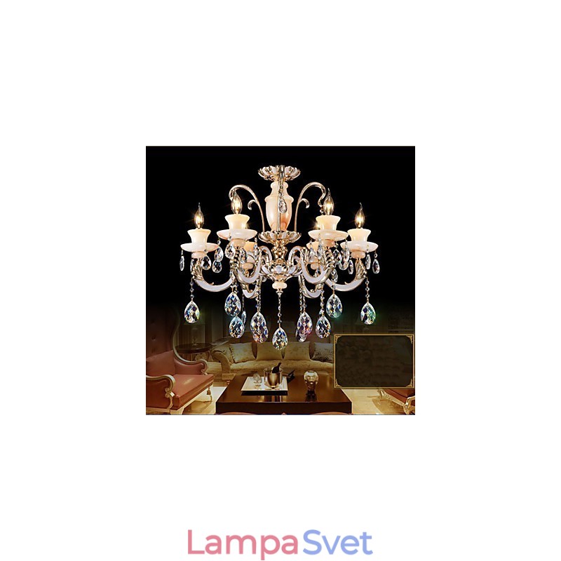 Európska vysokokvalitná závesná lampa z jadeitového krištáľu Atmosféra Závesná lampa zo zliatiny zinku Sviečková krištáľová lampa