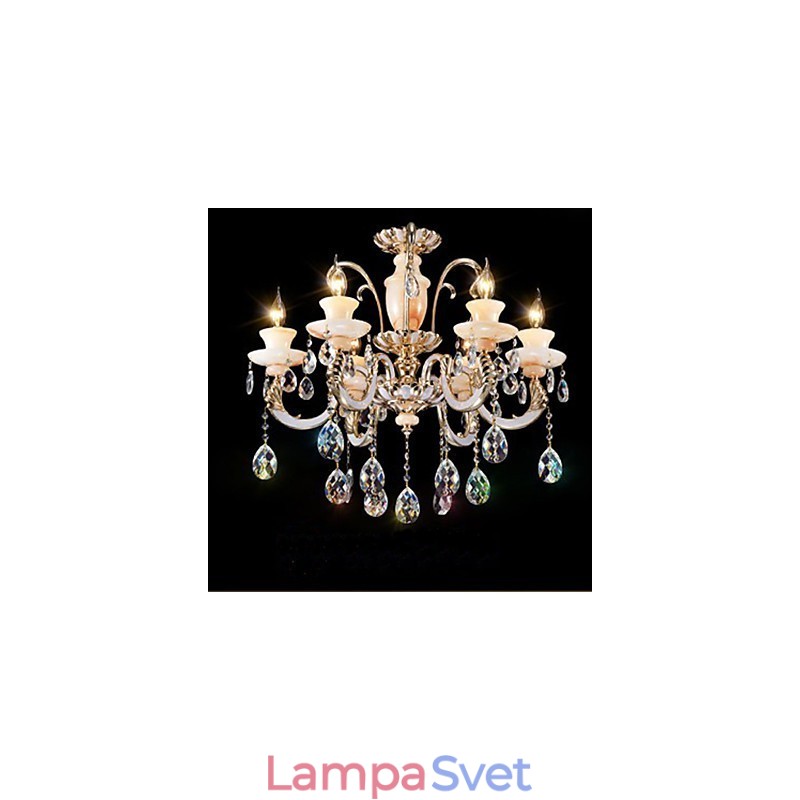 Európska vysokokvalitná závesná lampa z jadeitového krištáľu Atmosféra Závesná lampa zo zliatiny zinku Sviečková krištáľová lampa