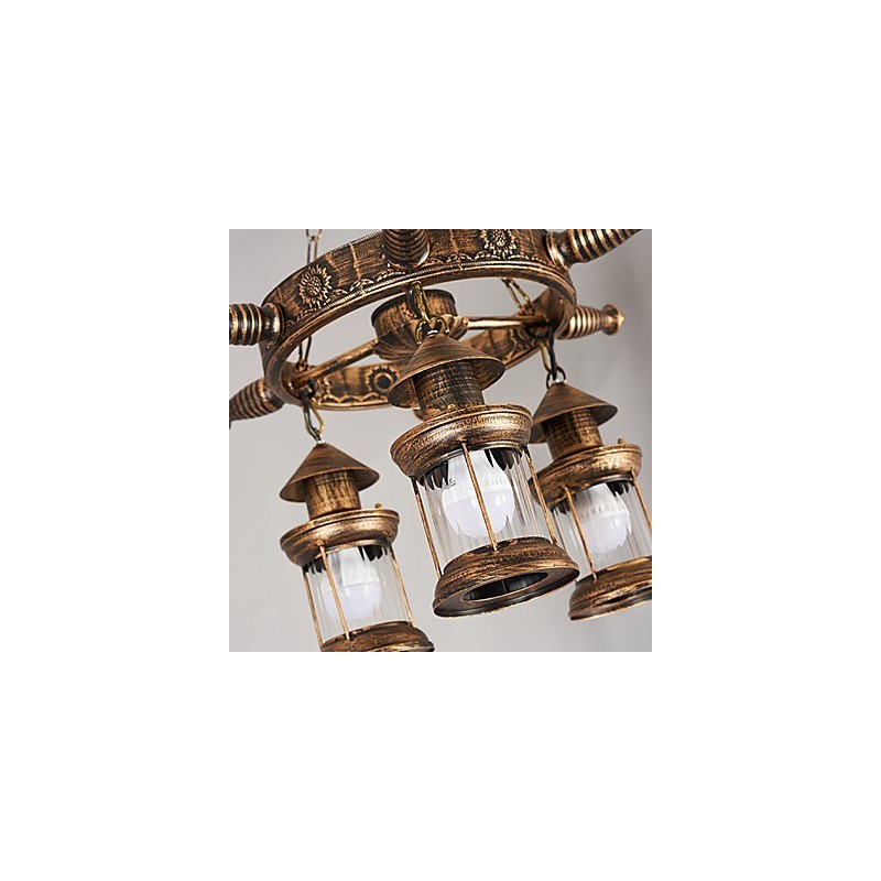 Rustic Lodge Vintage Retro Country Globe Maľba Kovový luster pre dizajnérov v mini štýle