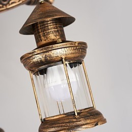 Rustic Lodge Vintage Retro Country Globe Maľba Kovový luster pre dizajnérov v mini štýle