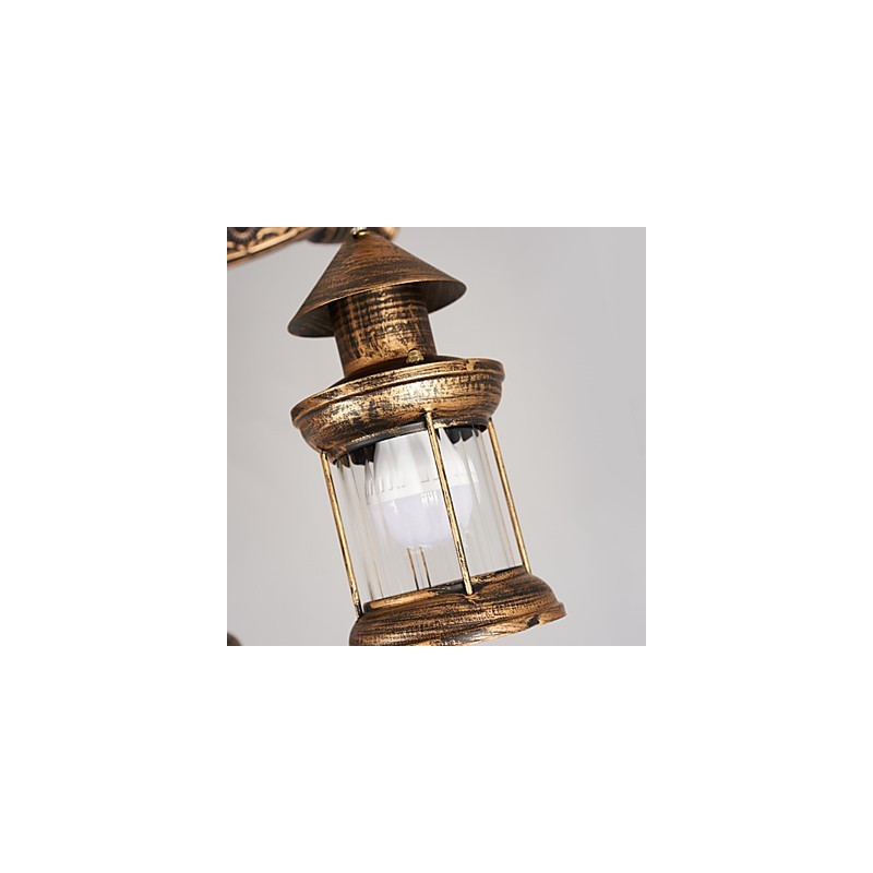 Rustic Lodge Vintage Retro Country Globe Maľba Kovový luster pre dizajnérov v mini štýle