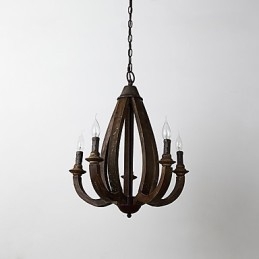 Vintage maľba s dreveným bambusovým lusterovým svietidlom v mini štýle Ozdobná závesná lampa
